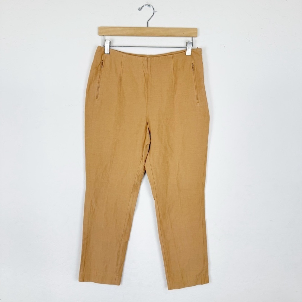 Akris Punto Women’s Straight Ankle Crop Cotton Twill Beige Tan Pants